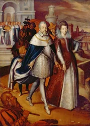 Retrato de Ferdinand I (1549-1609) Grão-duque da Toscana e sua sobrinha Marie (1573-1642), futura esposa de Henri IV