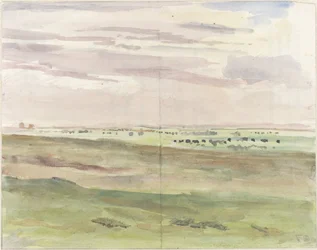 Paisagem de prados com rebanhos