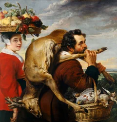 Números com fruta e caça (óleo sobre tela)