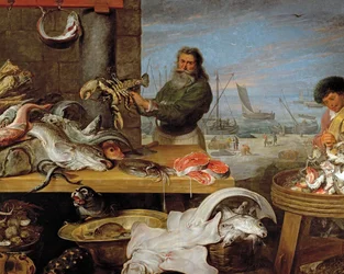 Um mercado de peixe (óleo sobre tela)