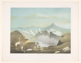 Vulcão Guntur em Java Ocidental
Gunong Guntur (título sobre o objecto)
Atlas para a obra de Java (título da série sobre o objecto)
Atlas de placas contendo onze vistas pitorescas, pertencentes à obra Java, a sua forma, disposição das plantas e construçã