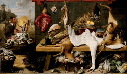 Cena do mercado em um cais, c.1635-1640