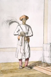 Whisk portador, de "The Hindus, ou a descrição de suas maneiras, trajes e cerimônias", c.1808-12 (gravura colorida)