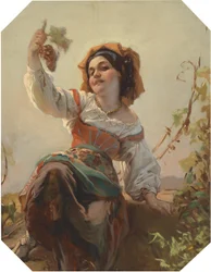Garota italiana com uvas