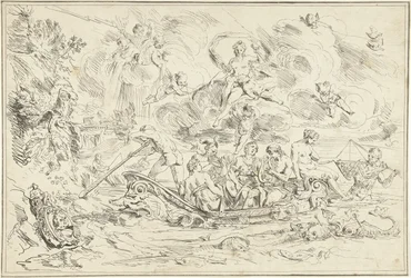 Apollo e Pan num barco