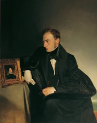 O pintor Franz Wipplinger, contemplando o retrato em miniatura da sua irmã falecida.