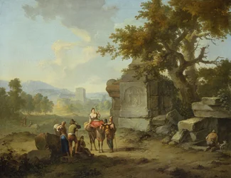 Paisagem rústica com viajantes (um dos dois)