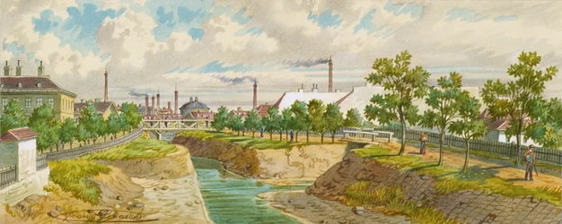 O Hoblingersteg sobre o rio Wien (Gaudenzdorf)