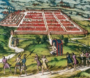 Cuzco, principal centro da civilização inca (atual Peru) imagem da "Civitatis Orbis Terranum" de Braun e Hogenberg