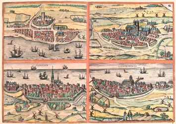 Helsingborg, Lunden, Malmo e Landskrona (Suécia) (gravura