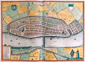 Kampen e o rio IJssel ou Yssel, Holanda (gravura