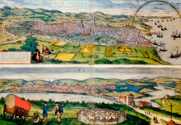 Mapa de Barcelona e Ecija de Civitates Orbis Terrarum, de Georg Braun