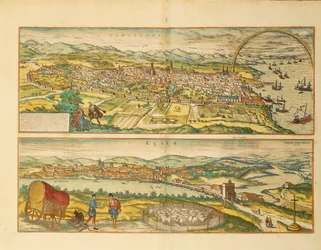 Mapa de Barcelona e Ecija de Civitates Orbis Terrarum, de Georg Braun