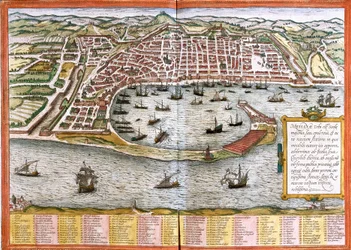 Mapa de Messina (Messana), Itália (gravura