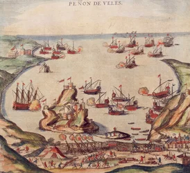 O corsário otomano Khayr al-Din Barbarossa contra o exército de Charles V, de Franz Hogenberg