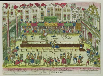 Torneio durante o qual Henri II (1519-59) foi ferido pelo Conde de Montgomery e morreu dez dias depois, 30 de junho de 1559