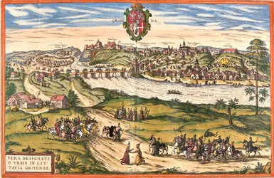 Vista de Hrodna ou Grodno (Grodna), Belarus (gravura)