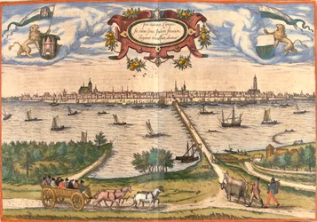 Vista de Kampen (Campensis), Holanda (gravura