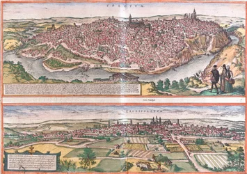 Vistas de Toledo e Valladolid (Vallisoletum), Espanha (gravura