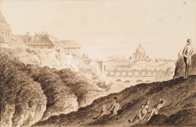 O Hofburg com fosso, portão do castelo e ponte