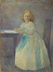 menina de vestido branco