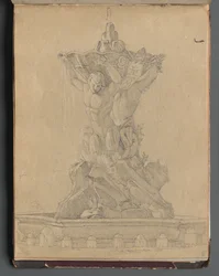 Álbum com Vistas de Roma e Arredores, Estudos Paisagísticos, página 21a: Fonte Romana.