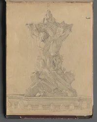 Álbum com vistas de Roma e arredores, Estudos de paisagem, página 21a: Fonte Romana