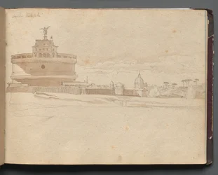 Álbum com vistas de Roma e arredores, Estudos de paisagem, página 23a: Castelo de Santo Ângelo, Roma