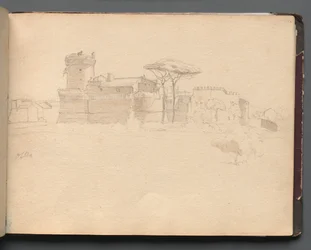 Álbum com vistas de Roma e arredores, Estudos de paisagem, página 28a: "Ostia"