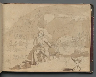 Álbum com vistas de Roma e arredores, Estudos de paisagem, página 39a: Figura em uma paisagem.