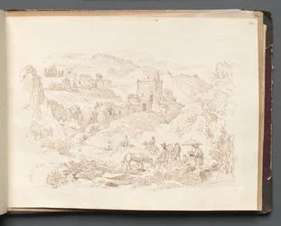Álbum com vistas de Roma e arredores, estudos de paisagem, página 43a: paisagem romana