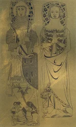 Uma placa de cobre de Minster Abbey and Church, Ilha de Sheppey, Kent, 1337 1849.