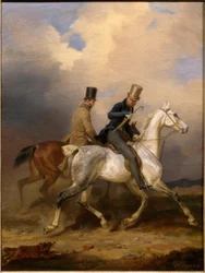 Passeio a cavalo do príncipe Guilherme acompanhado pelo artista