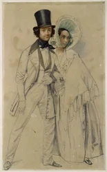 O casal Paul e Amalie Taglioni (Estudo para a pintura «Parada do primeiro regimento da guarda a pé», 1839)