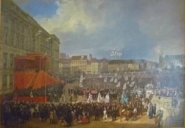 Homenagem a Friedrich Wilhelm IV em frente ao Palácio da Cidade de Berlim