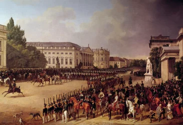 Praça da Ópera do Desfile Militar em Berlim Pintura de Franz Kruger (1797-1857) 1822 Sol. 2,49 X 3,74 m Berlim, Galeria Nacional