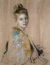 Garota com um leque, década de 1880.