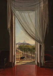 Uma vista de Nápoles através de uma janela, 1824.