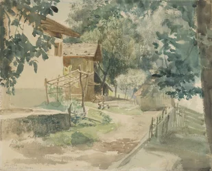 A Farmyard perto de Merano, 1860.