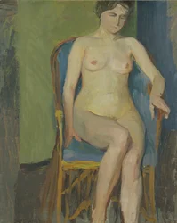 Nua sentada (óleo sobre papel colocado sobre tela)