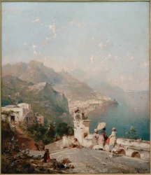 Elegantes senhoras com vista para o Golfo de Salerno