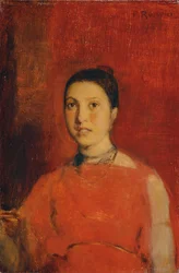 menina de vestido vermelho