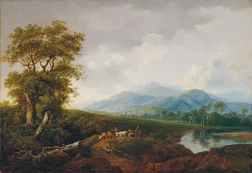 paisagem com montanha de neve