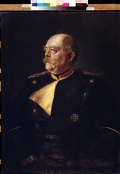 Retrato do chanceler Otto von Bismarck (1815-1898) em uniforme. Pintura de Franz von Lenbach (1836-1904). Pushkin Museum of Fine Arts, Moscovo.