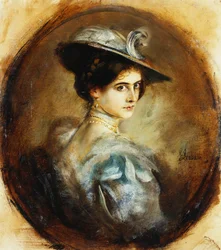Retrato de uma senhora, cabeça e ombros