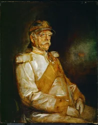Príncipe Otto von Bismarck em uniforme com capacete prussiano (pintura sobre tela)