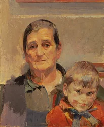 Os artistas mãe com uma criança pequena
