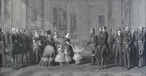 A rainha de Inglaterra Vitória (1819-1901) recebe Luís Filipe I (Louis Philippe d