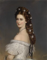 A imperatriz Isabel da Áustria com estrelas de diamantes no cabelo, c. 1860
