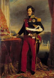 Portrait en pied de Louis Philippe 1er (1773-1850), rei da mão francesa sobre o foral de 1830 Pintura de Franz Xaver Winterhalter (1806-1873) 1839 Sol. 2,6x1,9 m